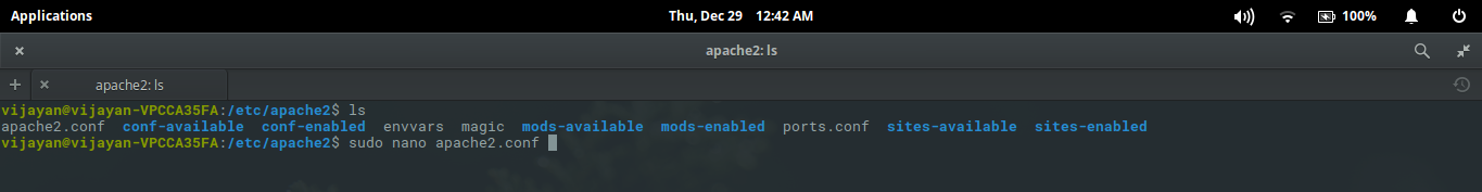 apache2.conf Open apache2.conf